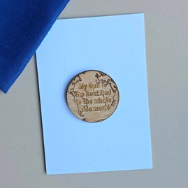 'My Dad Is The Best Dad' Wooden World Token and Card Father's Day Cards Wooden Handmade Sentiment Token Cards Keepsake Gifts Birthday Cards Gifts For Dad
