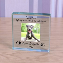 Personalised 'Never Forgotten' Pet Memory Photo Glass Token Sentiment Gifts Memorial Keepsake Gifts Animal Lover Gifts Pet Loss Gifts Glass Photo Token