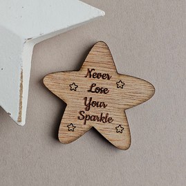 'Never Lose Your Sparkle' Star Pocket Token Wooden Sentiment Token Wooden Keepsake Gift Sentiment Gifts Pocket Token Gift