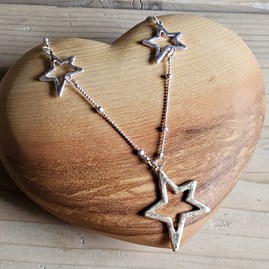 Open Stars Necklace in Silver and Gold Costume Fashion Jewellery Gifts For Women Long Necklaces Silver And Gold Stars Pendant