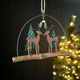 Pair of Deer on Twig Hanging Christmas Decoration Pair of Deer on Twig Hanging Christmas Decoration