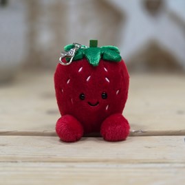 Collectable Palm Pals Cute Cuddly Soft Toy Plush Beanie Bag Charm Keyring Key Rings Juicy Strawberry