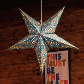 Paper Star Light - Fantasia Chill Blue Handmade Ambient Lighting Hanging Paper Star Decoration Christmas Decoration Home Accessories