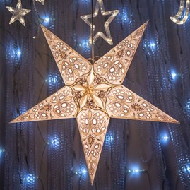 Paper Star Light - Lace Ivory Handmade Ambient Lighting Hanging Paper Star Decoration Christmas Decoration Home Accessories