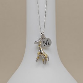 Personalised 925 Silver And Gold Plate Giraffe Necklace