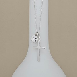 Personalised 925 Silver Christening Cross Necklace Christening jewellery christening gift for girls necklace sterling silver cross personalised letter