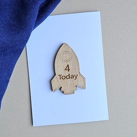 Personalised Any Number Rocket Birthday Card Wooden Sentiment Token Wooden Keepsake Gift Sentiment Gifts Sentiment Greetings Card Birthday Card