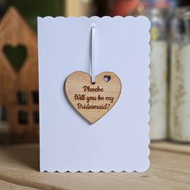 Personalised 'Be My Bridesmaid' Decoration and Card Bridesmaid Gifts Wedding Gifts Sentiment Keepsake Cards Wooden Hanging Heart Card