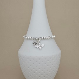 Personalised Beaded Bracelet with Bee Charm