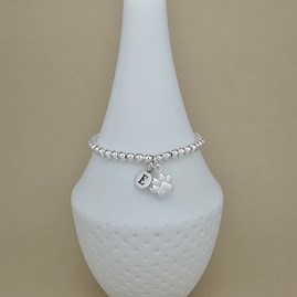 Personalised Beaded Bracelet With Paw Print Charm Personalised Beaded Bracelet With Paw Print Charm