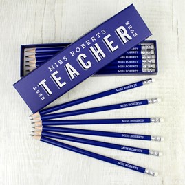 Personalised 'Best Teacher Ever' Box and 12 Pencils Thank You Teacher Gifts Personalised Teacher Gifts Personalised Stationary Gifts