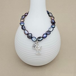 Personalised Black Pearl Angel Bracelet Personalised Black Pearl Angel Bracelet