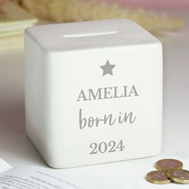 Personalised 'Born In' Money Box personalised gift for newborn personalised gift for new baby