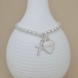 Baptism jewellery baptism bracelet baptism gift sterling silver cross personalise letter