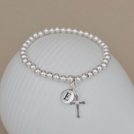 Personalised Children's First Holy Communion Bracelet First holy communion jewellery First Holy Communion gift for girls bracelet cross personalise letter