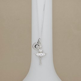 Personalised Children's Sterling Silver Ballerina Charm Necklace Personalised Children's Sterling Silver Ballerina Charm Necklace