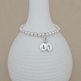 Personalised Child's Baptism Cross Bead Bracelet Baptism jewellery Baptism gifts for girls bracelet baptism gift silver cross personalise letter