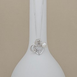 Personalised Child's Baptism Cross In Heart Pendant Baptism jewellery Baptism gifts for girls baptism necklace silver cross heart pearl