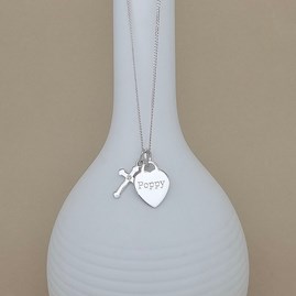 Personalised Child's Baptism Cross Necklace Baptism jewellery baptism gift for girls necklace sterling silver cross heart personalise engrave
