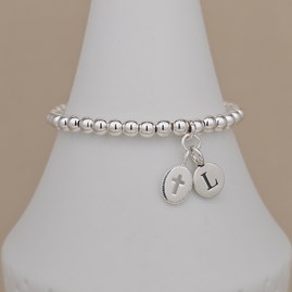 Personalised Child's Christening Cross Bead Bracelet Christening gifts for girls christening beaded bracelet silver cross christening jewellery