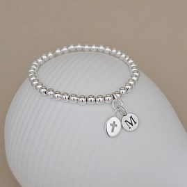 Personalised Child's Communion Cross Bead Bracelet First holy communion jewellery first holy communion bracelet first holy communion gift cross letter