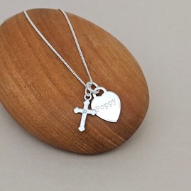 Personalised Child's Confirmation Cross Necklace Confirmation jewellery Confirmation gift for girls sterling silver necklace cross heart personalise