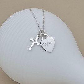 Personalised Child's First Holy Communion Cross Necklace First holy communion jewellery First Holy Communion gift for girls necklace cross personalised heart