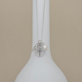 Baptism jewellery Baptism gifts for girls necklace sterling silver cross sparkly heart pearl