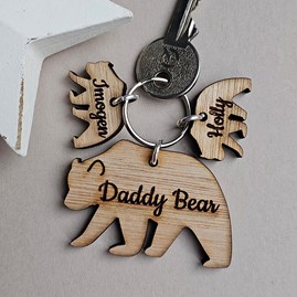 Personalised 'Daddy Bear' Keyring Father's Day Gift Wooden Engraved Keyring Gifts Personalised Birthday Gifts For Dad