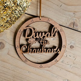 Personalised 'Diwali at the' Hanging Wooden Sign Personalised Diwali Gifts Diwali Celebration Gifts Sentiment Gifts Home Decoration Gifts