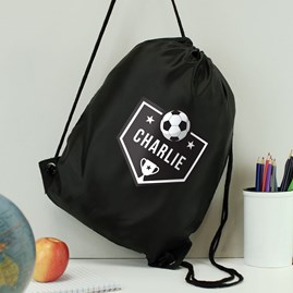 Personalised Drawstring Kit Bag with Football Banner Personalised Drawstring Kit Bag with Football Banner