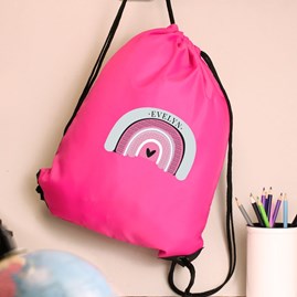 Personalised Drawstring Kit Bag with Rainbow Personalised Drawstring Kit Bag with Rainbow