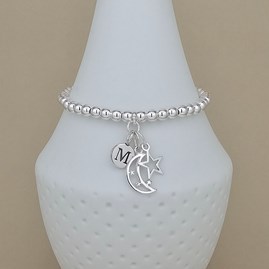 Gifts For Eid Personalised Jewellery Personalised Silver Plated Bracelet Moon And Stars Jewellery