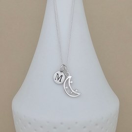 Personalised Eid Moon Charm Silver Necklace Gifts For Eid Personalised Jewellery Personalised Silver Necklace Moon And Stars Jewellery