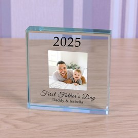 Personalised 'First Father's Day' Photo Glass Token Personalised 'First Father's Day' Photo Glass Token