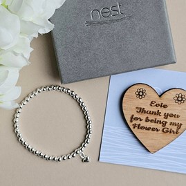 Personalised Flower Girl Bracelet and Token Personalised Bridesmaid Gifts Silver Plated Jewellery Thank You Gifts Flower Girl Gifts