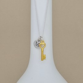 Personalised Gold Plated Key Necklace Gifts For Women Gifts For Men Jewellery Gifts Sterling Silver Necklace Personalised Necklace