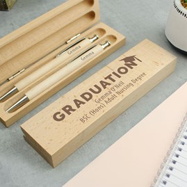 Personalised Graduation Wooden Pen and Pencil Set personalised graduation gift