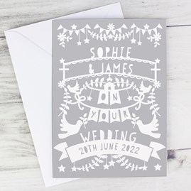 Personalised Grey Papercut Style Card personalised card for wedding personalised card for anniversary