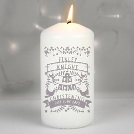 Personalised Grey Papercut Style Pillar Candle personalised candle for wedding personalised candle for anniversary