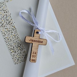 Personalised Hanging Mini Cross Token Wooden Sentiment Token Wooden Keepsake Gift Sentiment Gifts Pocket Token Gift