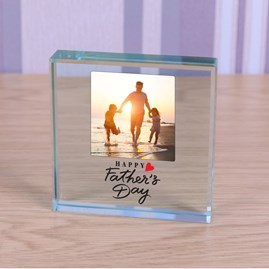 Personalised 'Happy Father's Day' Photo Glass Token Father's Day Gifts Glass Token Keepsake Gifts Personalised Photo Gifts Sentiment Gifts Gifts For Dad