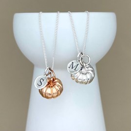 Personalised Large Pumpkin Sterling Silver Necklace Personalised Large Pumpkin Sterling Silver Necklace
