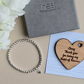 Personalised Maid of Honour Bracelet and Token Personalised Maid Of Honour Gifts Silver Plated Jewellery Thank You Gifts Wedding Gifts