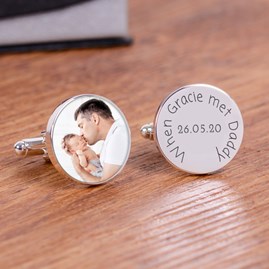 Personalised Meeting Daddy Silver Photo Cufflinks Gifts For Men Father's Day Gifts Christmas Gifts Birthday Gifts For Men Silver Daddy Cufflinks