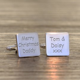 Personalised 'Merry Christmas Daddy' Silver Cufflinks Christmas Gifts For Daddy Gifts For Men Christmas Jewellery For Men Clothing Accessories Cufflinks