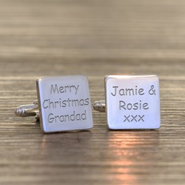 Personalised 'Merry Christmas Grandad' Silver Cufflinks Christmas Gifts For Grandad Gifts For Men Christmas Jewellery For Men Clothing Accessories Cufflinks