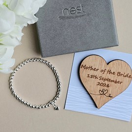 Personalised Mother of the Bride Bracelet and Token Personalised Mother Of The Bride Gifts Silver Plated Jewellery Thank You Gifts Wedding Gifts