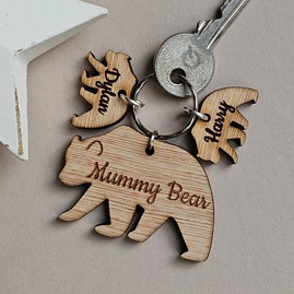 Personalised 'Mummy Bear' Keyring Mother's Day Gift Wooden Engraved Keyring Gifts Personalised Birthday Gifts For Mummy