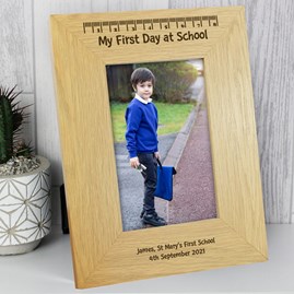 Personalised 'My First Day at School' Wooden Photo Frame